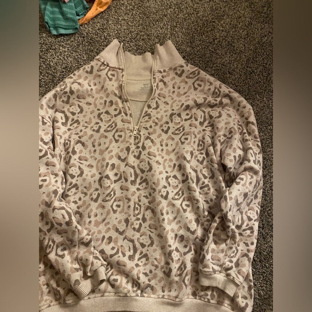 aerie cheetah print quarter zip
